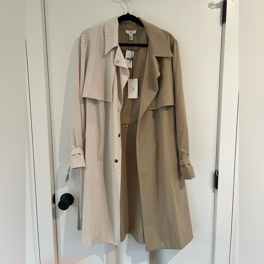 NWT Halston Duotone Trench Coat XL